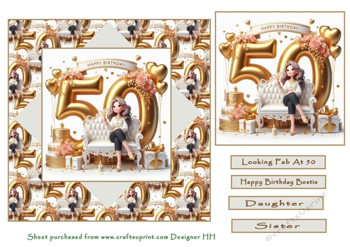 50th birthday gold card female