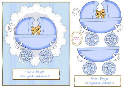 Twin Boy Prams with Teddies