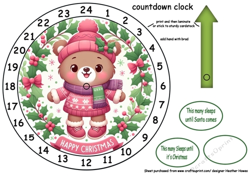 advent clock  happy christmas bear