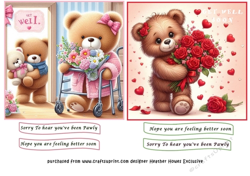  get well teddy toppers to make quick cards