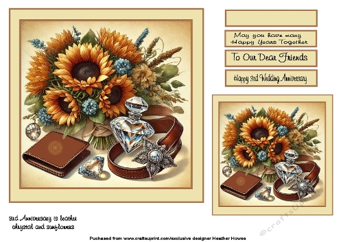 3rd Anniversary (leather crystal/glass sunflower)