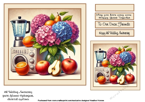 4th Anniversary (fruit flowers appliances hydrangeas)