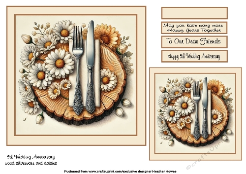 5th Anniversary (wood silverware daisies)