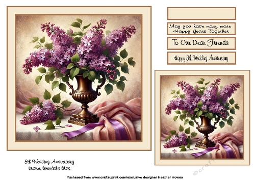 8th Anniversary (bronze /pottery linen /lace lilac)