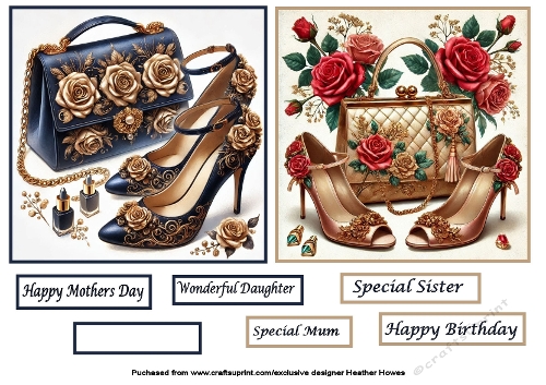 navy and gold shoes flowers  and bags