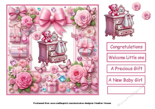 baby dresser in floral frame girl
