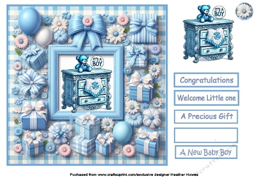 baby dresser in floral frame boy