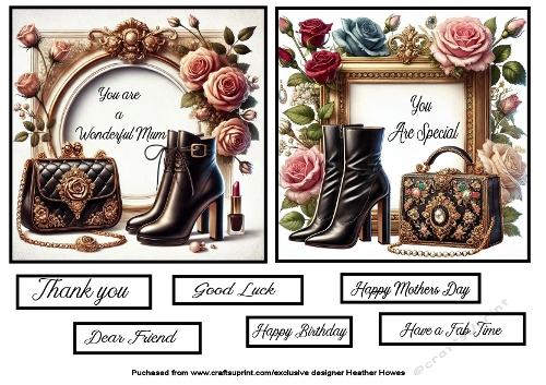 framed boots flowers and bag black