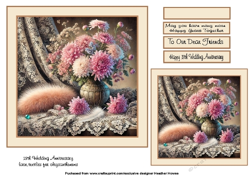 13th wedding anniversary (lace textiles/fur chrysanthemums)