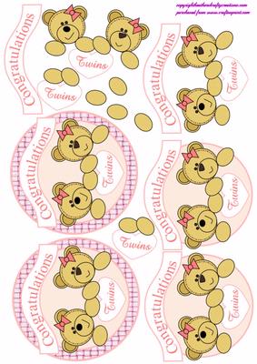 Twin 3D Topper Teddies Girl
