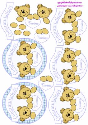 Twin Boys Teddy Toppers