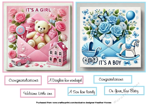 2 its a Boy/Girl  toppers and sentiments