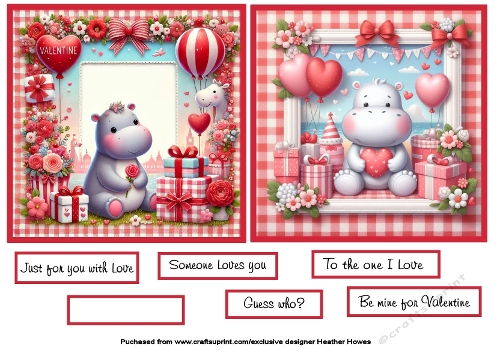 2 hippo toppers and sentiments
