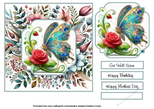 rosebud and butterfly