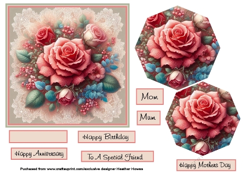 roses on lace with pyramid toppers 