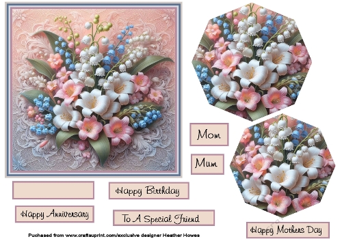 lily of the valley on lace with pyramid toppers 