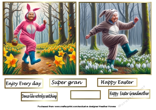 Bunny granny among the flowers