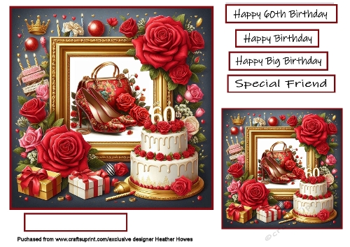 shoes handbag cake and roses 60th