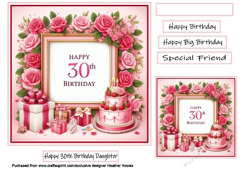 female 30th cake and roses
