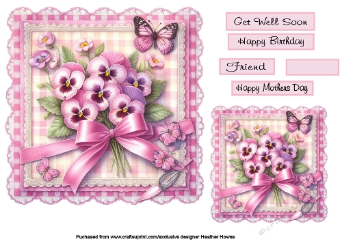 floral pansy and butterfly on lace 3