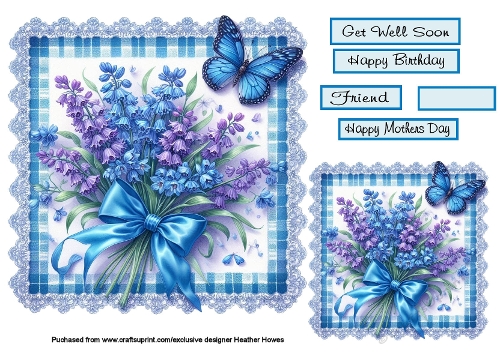 floral  butterfly on lace bluebells 2