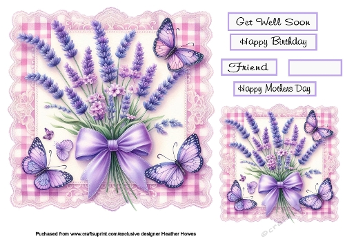 floral  butterfly on lace lavender 2