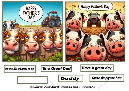 just pigs and cows fathers day toppers