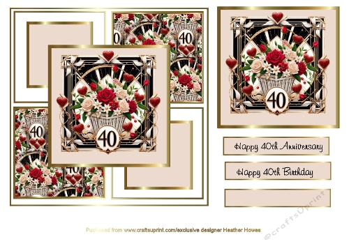 40th anniversary card front and sentiments