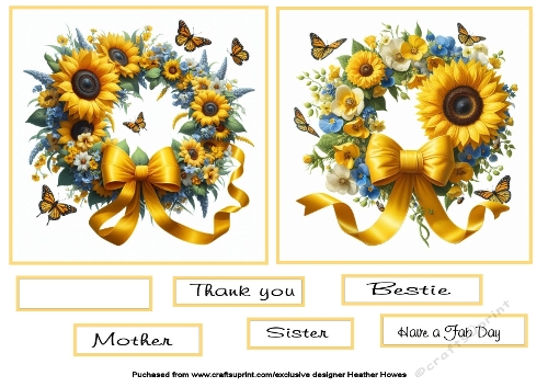 floral sunflowers and butterflies