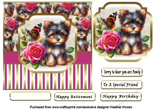 puppy dog with flowers and butterfly 1