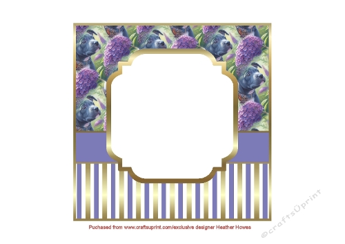 puppy dog blue staffie with flowers and butterfly insert