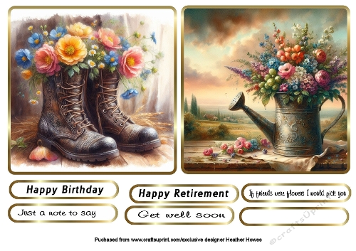 boots flowers and watering can
