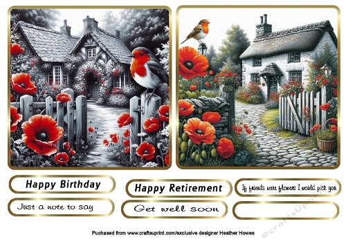 robins and poppies