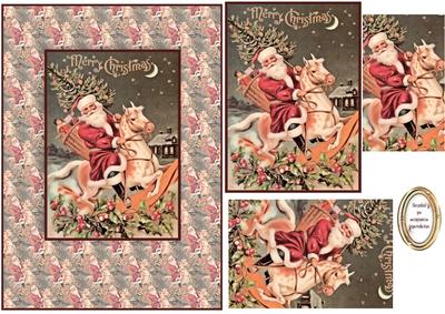 Santa on His Rocking Horse Vintage