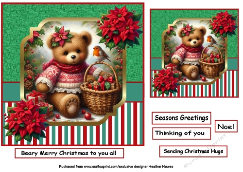 christmas poinsettia bear