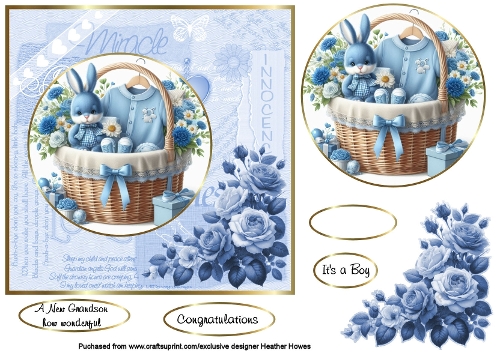 baby boy card with roses