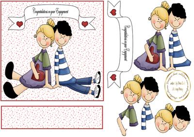 Engaged Couple with Banner Easel Card