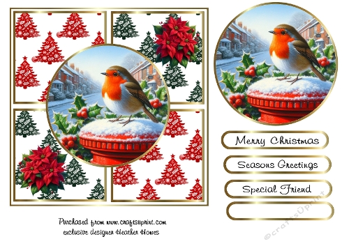 christmas postbox robin and ponsettia