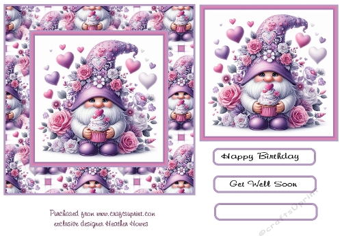 Birthday or get well Gnomewith cupcake