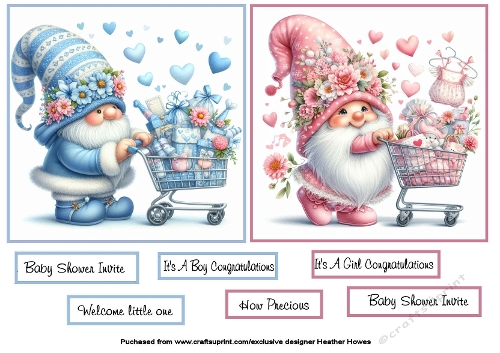 boy and girl baby shower or birth toppers