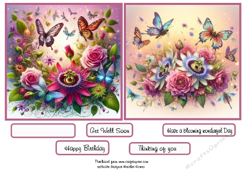 passion flowers and butterflies