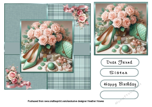 green shoes handbag withpink roses1