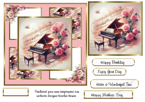  just  pink roses and music piano