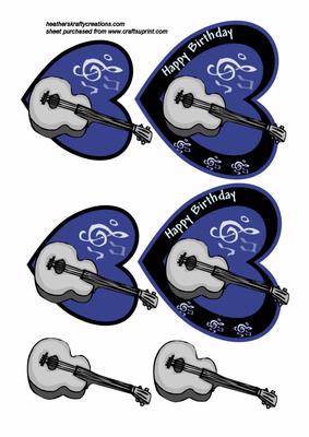 Musical Hearts Toppers with Guitar