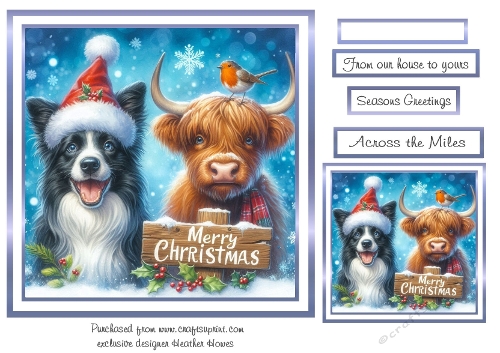 blue christmas collie and cow