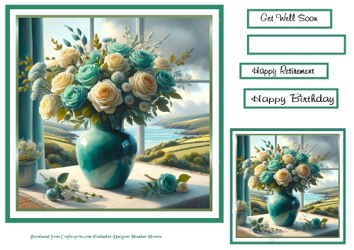 teal roses in a vase