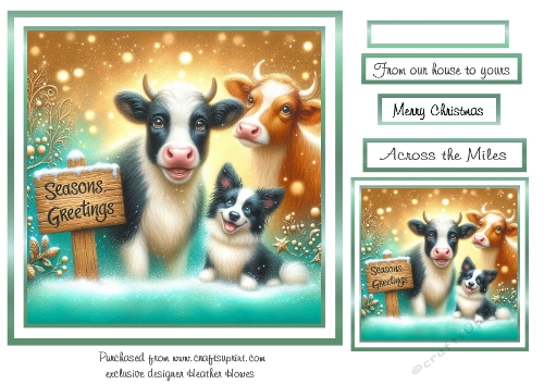 green christmas cow and collie