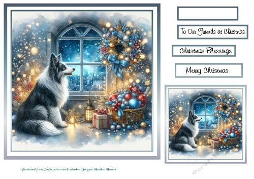 christmas dogs/animal windows 1 collie