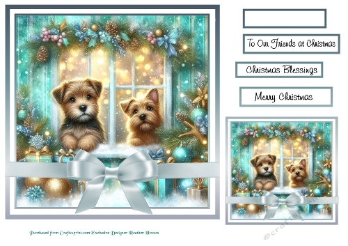 christmas dogs/animal windows 3 norfolk terriers