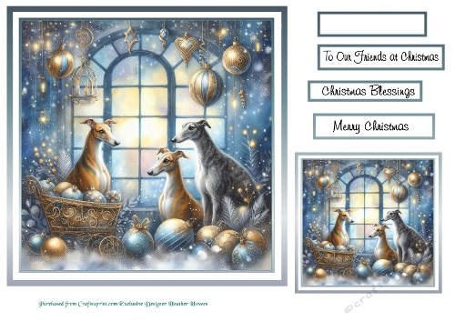 christmas dogs/animal windows 5 greyhounds 1